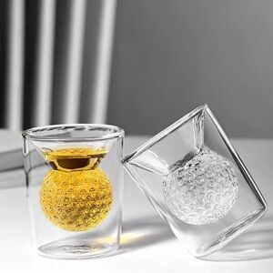 A Set of Two Double Walled Golf Whiskey/Shot Glass
